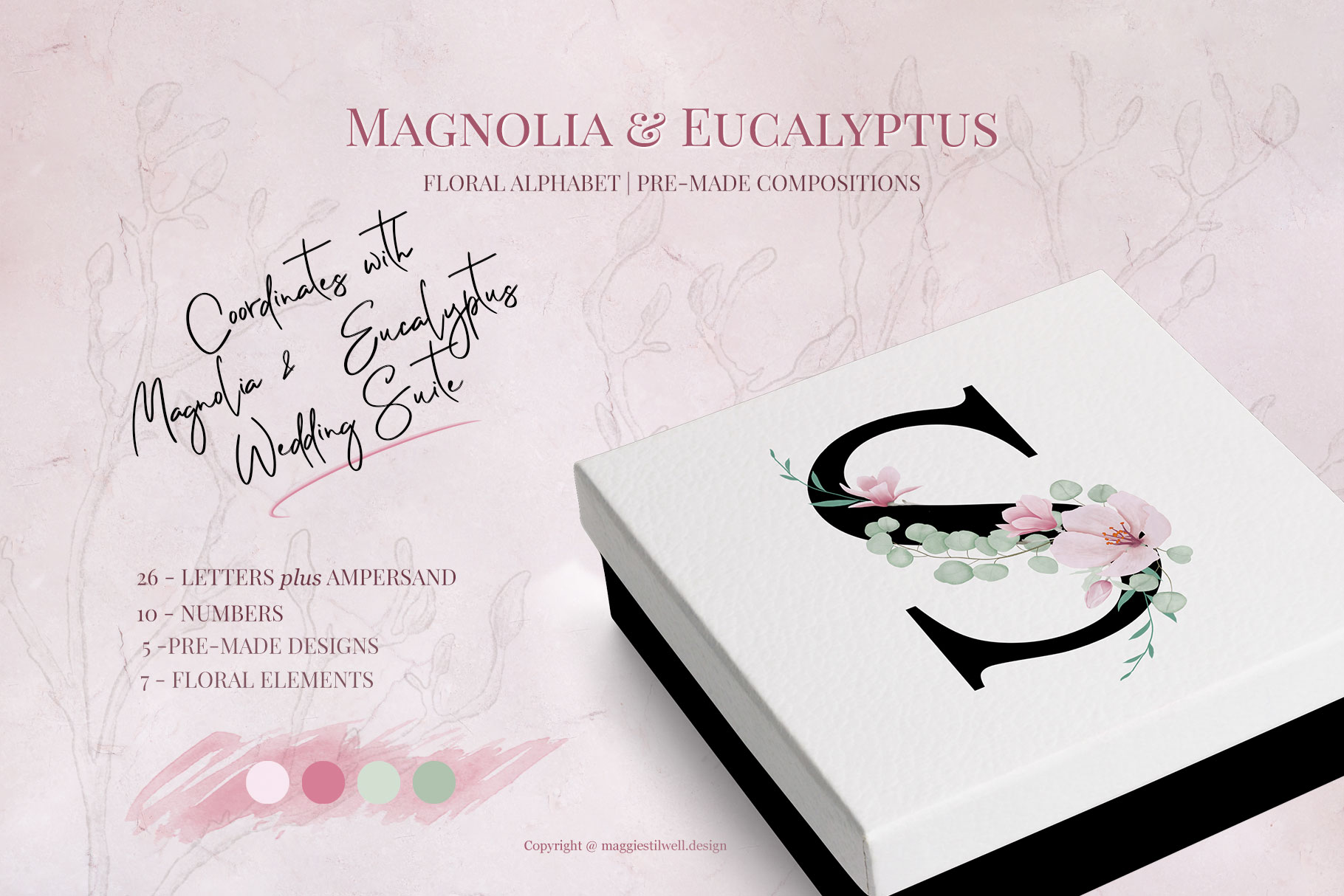 Magnolia & Eucalyptus Floral Alphabet