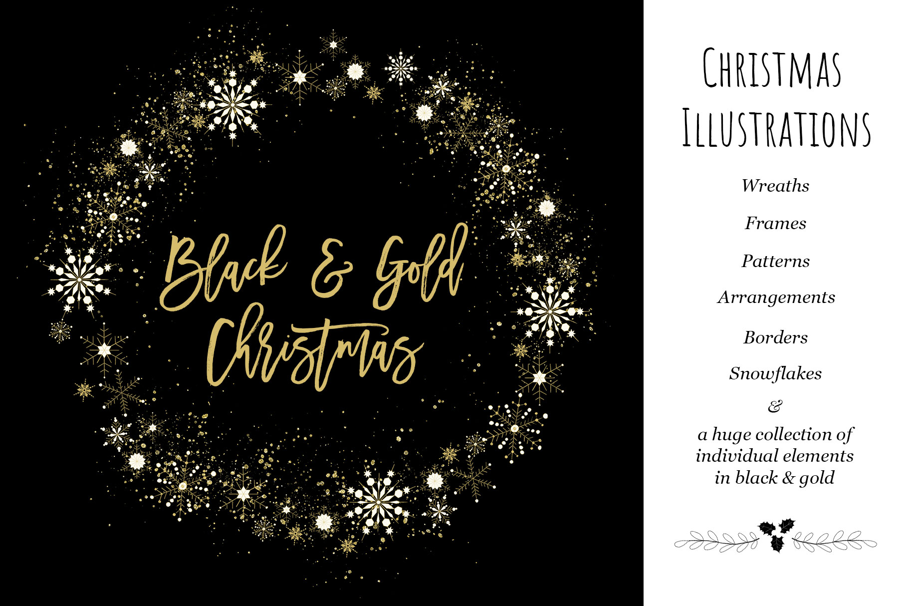 chirstmas black gold illustrations 2