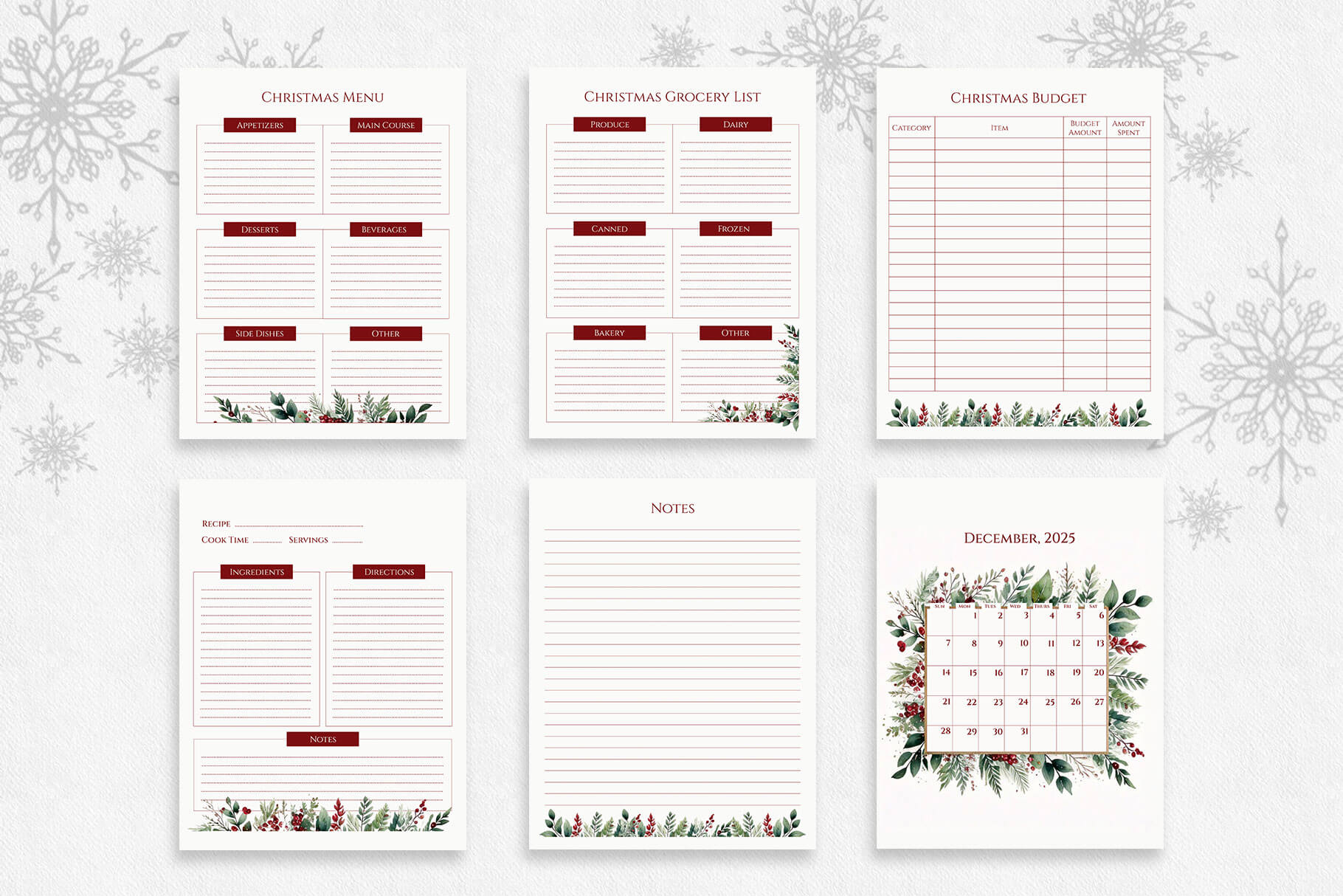 printable christmas planner - 2025