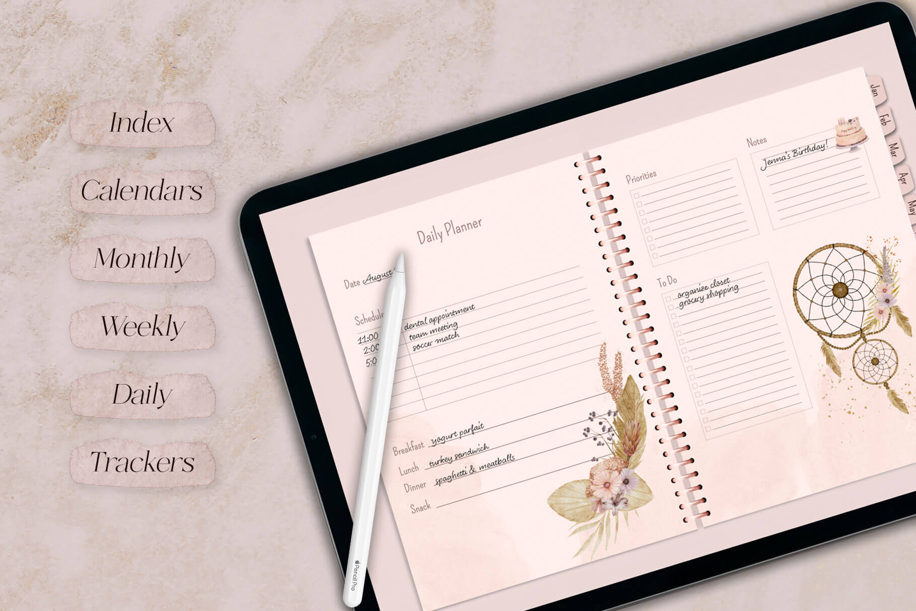 Boho Digital Planner - 2027 boho planner 2027 pages