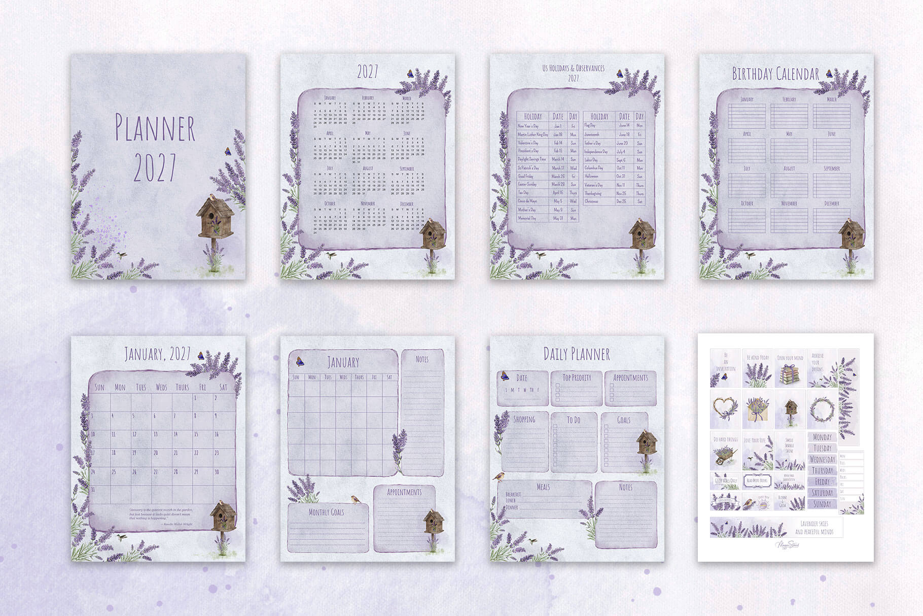 Lavender Printables Bundle lavender printables planner pages